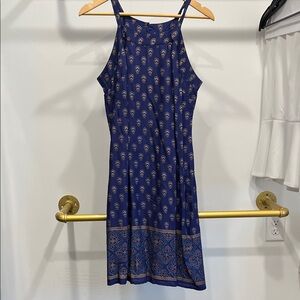 Navy Patterned Midi Dress
